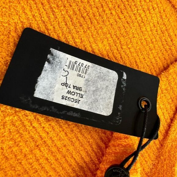 Rag & Bone Womens Soleil Bra Crop Top XL‎ Golden Yellow Ribbed Knit - Picture 9 of 14